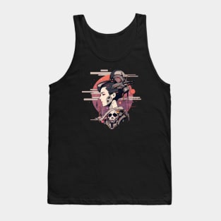 Cybernetic Journeys: Ghost in the Shell Aesthetics, Techno-Thriller Manga, and Mind-Bending Cyber Warfare Art Tank Top